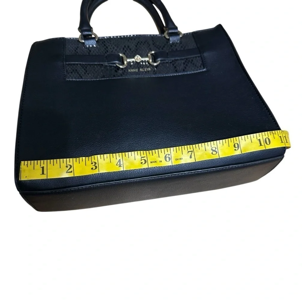 Anne Klein Black Convertible Satchel Hand Bag with Hardware
